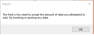 field too small import error