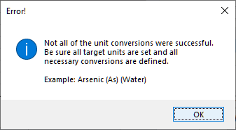 unit conversion error popup